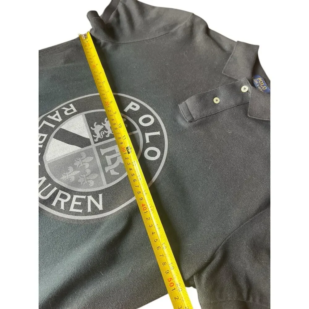 Polo Ralph Lauren Black Grey Emblem Crewneck Sweatshirt Rare Logo Mens M